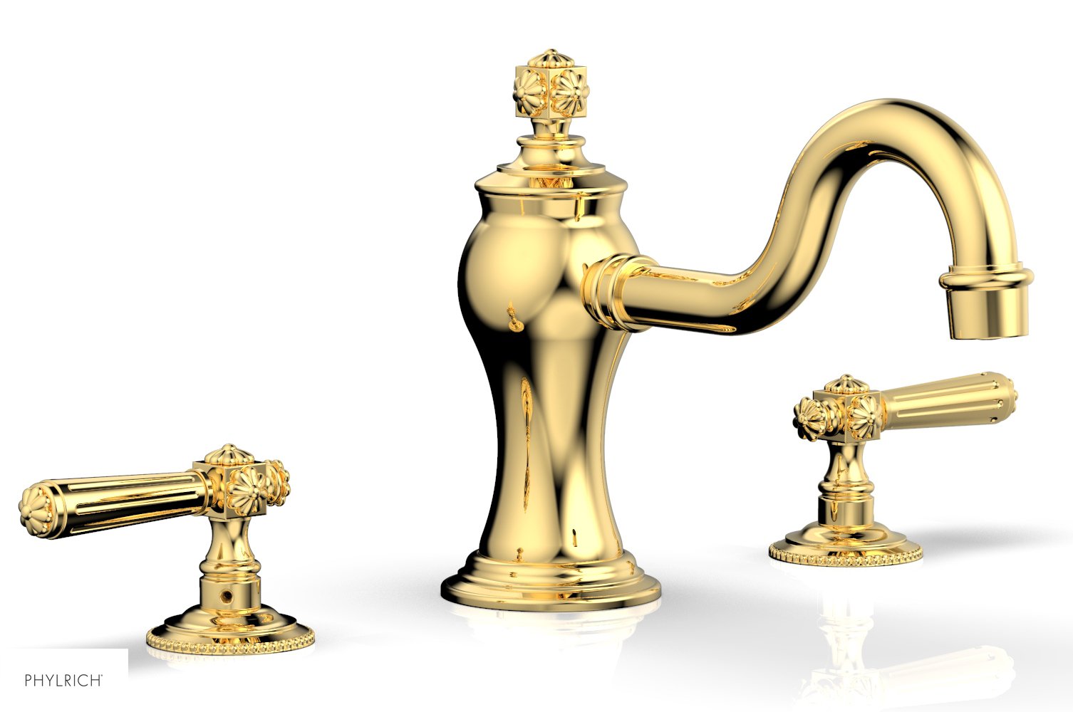 6-3/8" - Polished Gold - MARVELLE Deck Tub Set - Lever Handles 162-41 by Phylrich - New York Hardware