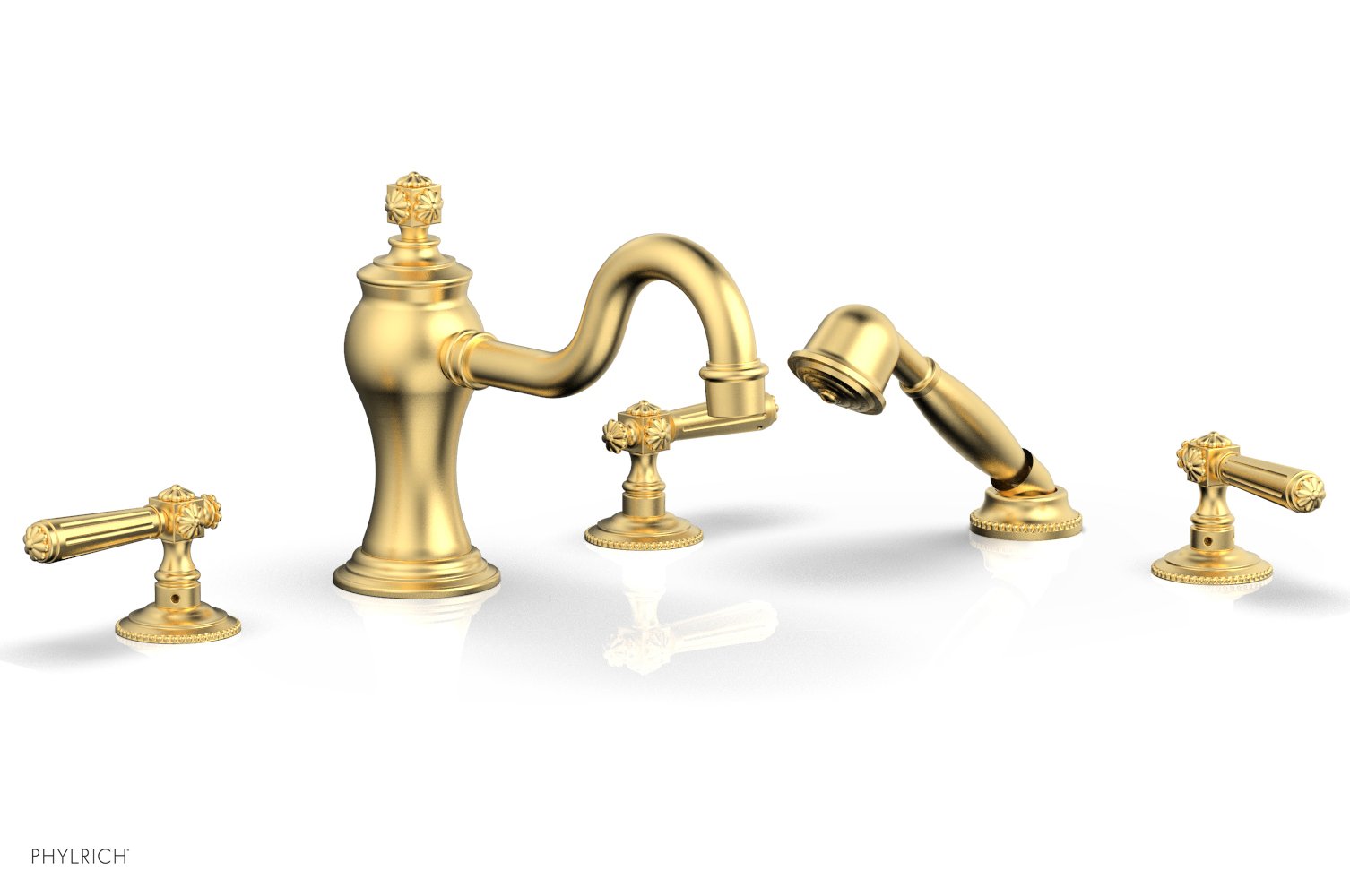 1-3/8" - Burnished Gold - MARVELLE Deck Tub Set with Hand Shower - Lever Handles 162-49 by Phylrich - New York Hardware