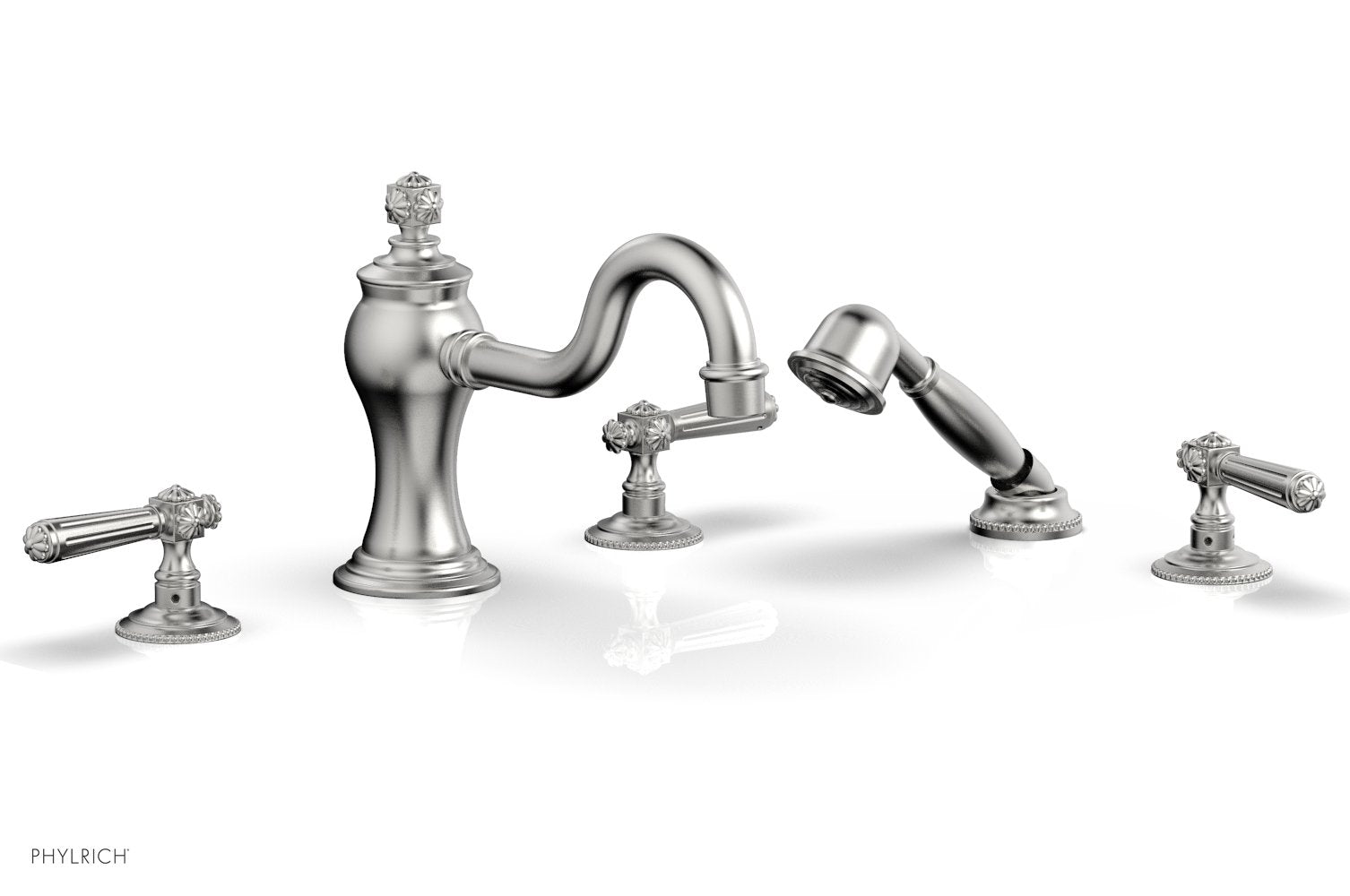 1-3/8" - Satin Chrome - MARVELLE Deck Tub Set with Hand Shower - Lever Handles 162-49 by Phylrich - New York Hardware