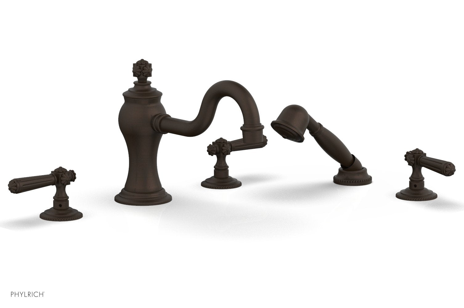 1-3/8" - Antique Bronze - MARVELLE Deck Tub Set with Hand Shower - Lever Handles 162-49 by Phylrich - New York Hardware