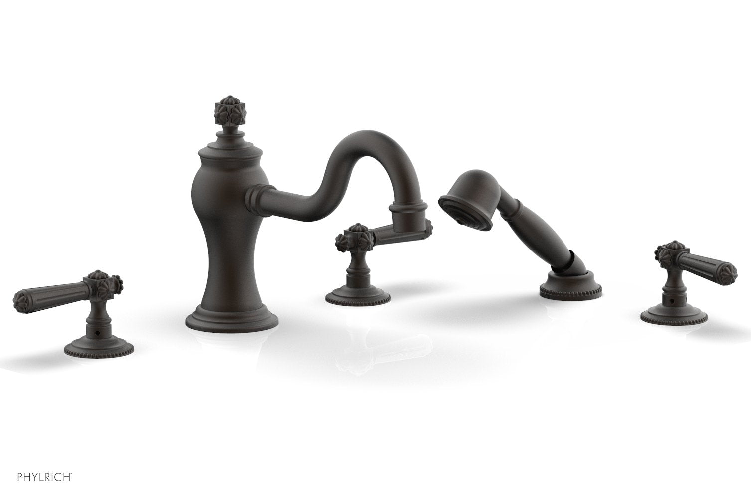 1-3/8" - Oil Rubbed Bronze - MARVELLE Deck Tub Set with Hand Shower - Lever Handles 162-49 by Phylrich - New York Hardware