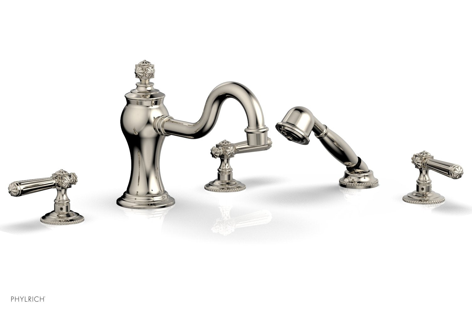 1-3/8" - Polished Nickel - MARVELLE Deck Tub Set with Hand Shower - Lever Handles 162-49 by Phylrich - New York Hardware