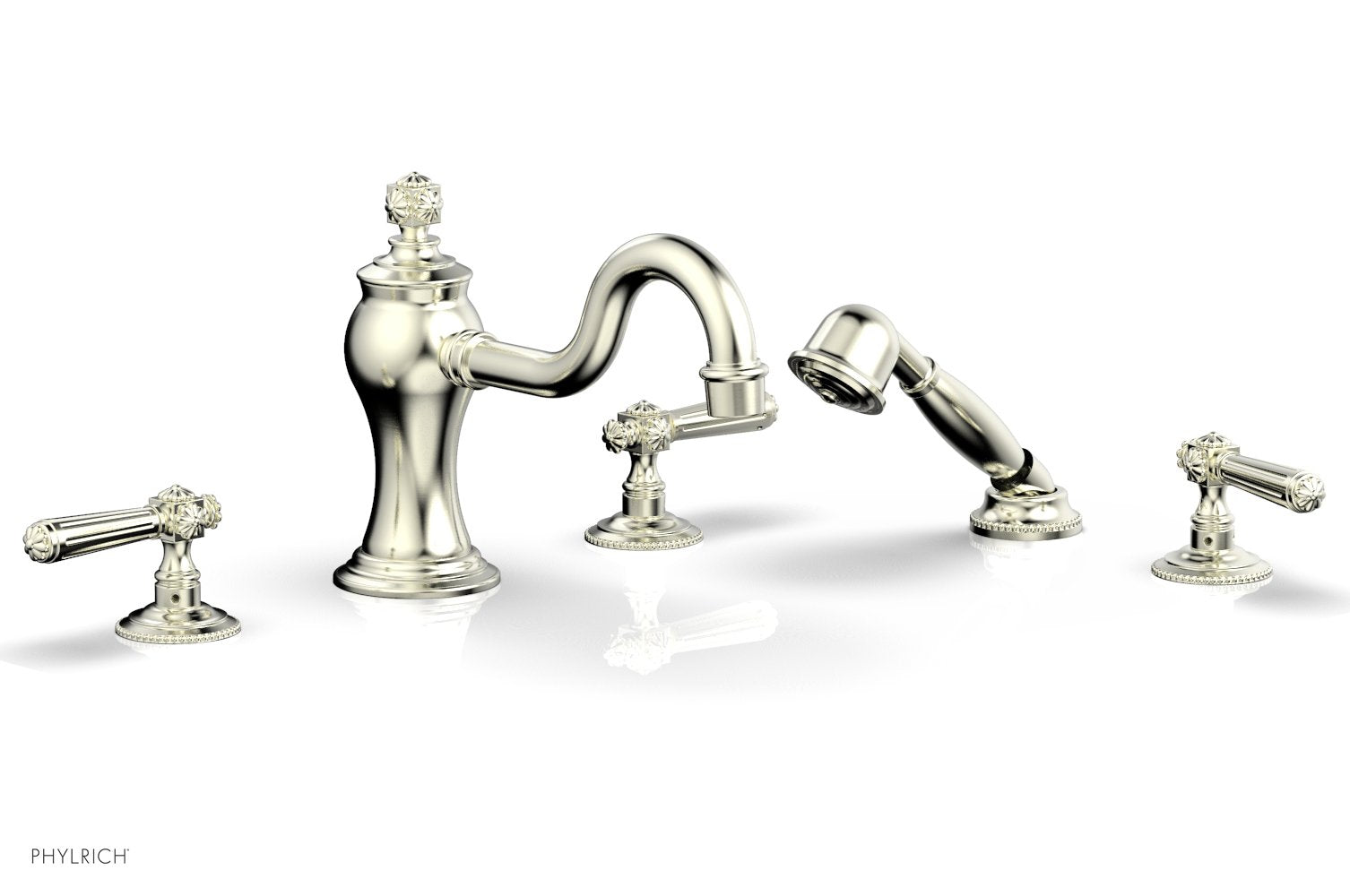 1-3/8" - Satin Nickel - MARVELLE Deck Tub Set with Hand Shower - Lever Handles 162-49 by Phylrich - New York Hardware