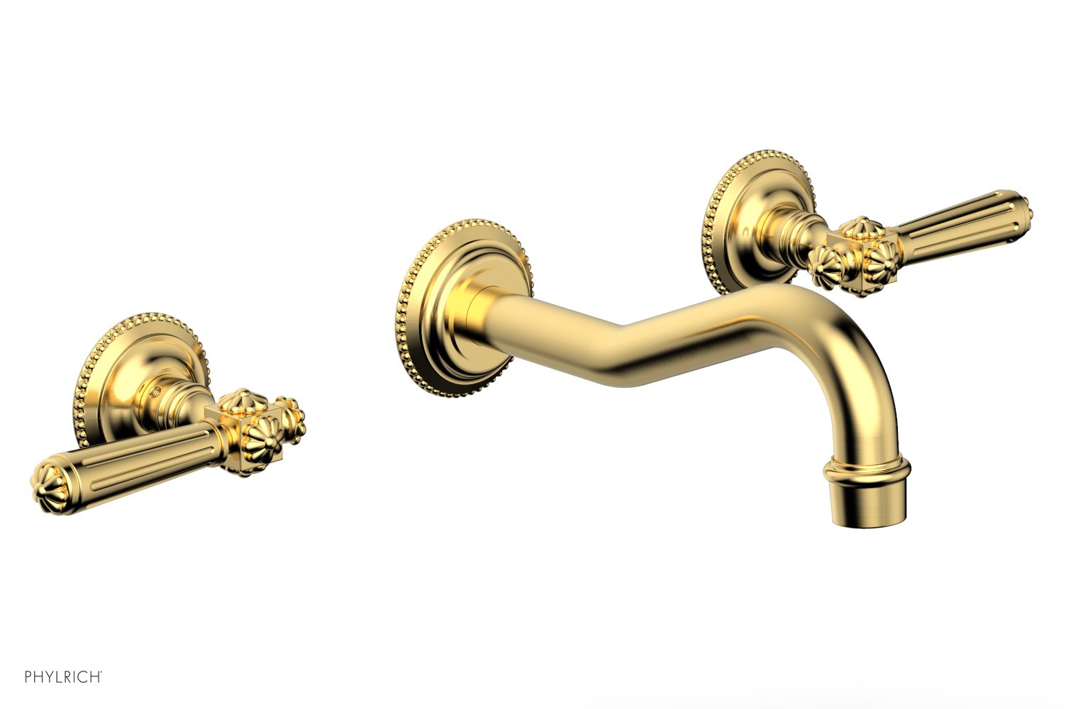 1-1/8" - Burnished Gold - MARVELLE Wall Tub Set - Lever Handles 162-57 by Phylrich - New York Hardware
