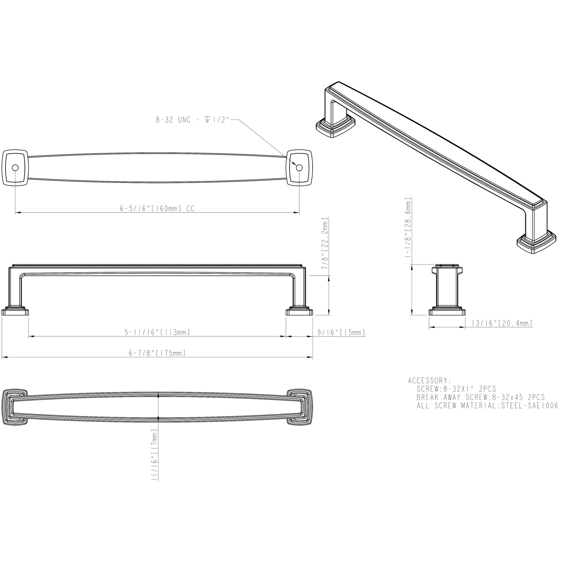 Jeffrey Alexander Richard Cabinet Pull Satin Nickel / 305 mm