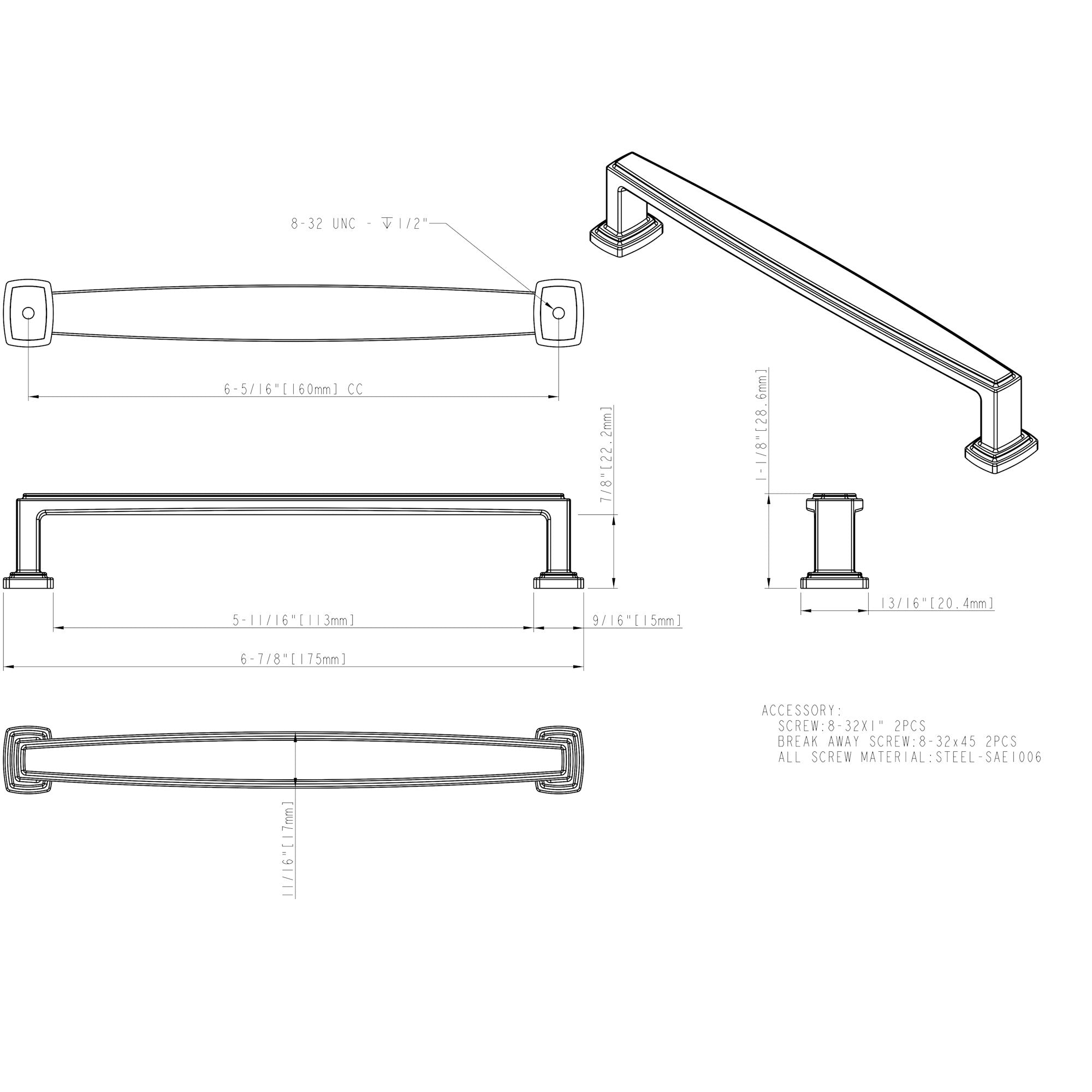 Jeffrey Alexander Richard Cabinet Pull Satin Nickel / 305 mm