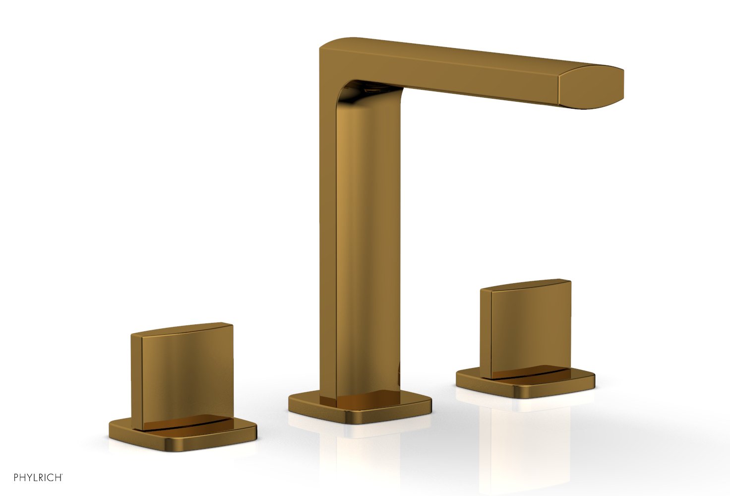 1-1/8" - French Brass - RADI Widespread Faucet - Blade Handle High Spout 181-01 by Phylrich - New York Hardware