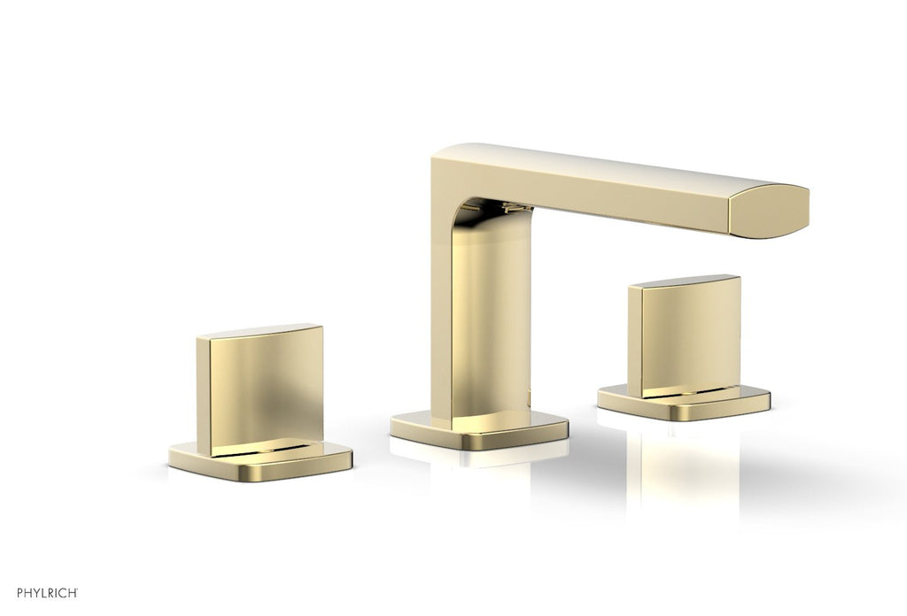 1-1/8" - Polished Brass Uncoated - RADI Widespread Faucet - Blade Handles Low Spout 181-04 by Phylrich - New York Hardware