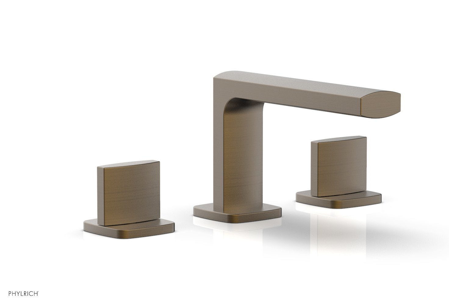 1-1/8" - Old English Brass - RADI Widespread Faucet - Blade Handles Low Spout 181-04 by Phylrich - New York Hardware