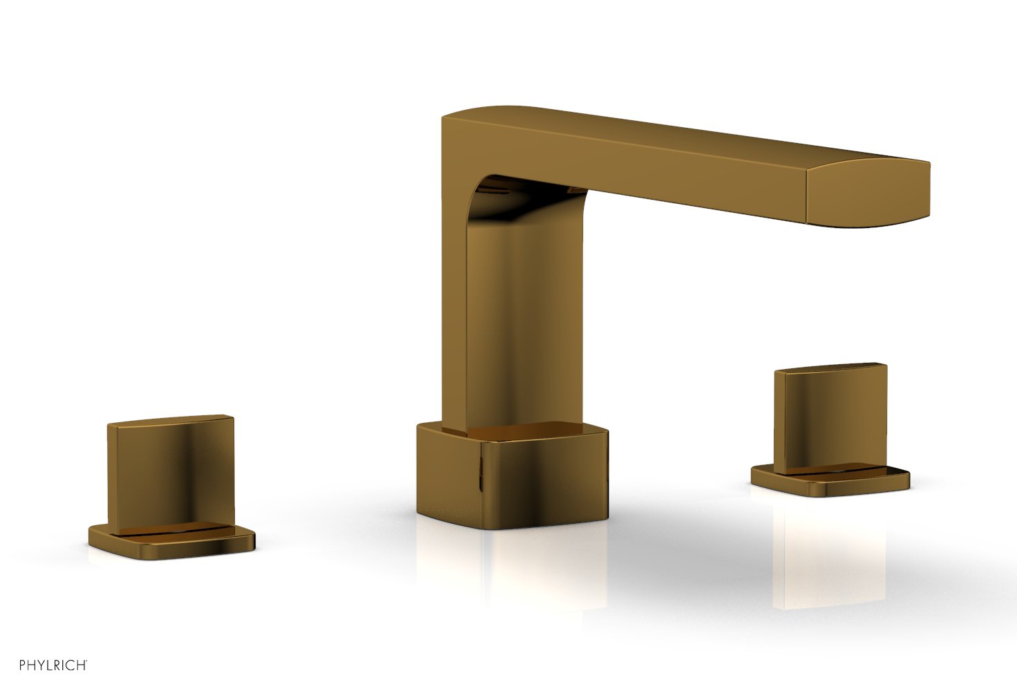 6-3/8" - Satin Brass - RADI Deck Tub Set - Blade Handles 181-40 by Phylrich - New York Hardware