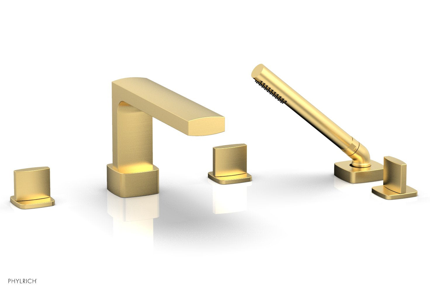 1-3/8" - Satin Chrome - RADI Deck Tub Set with Hand Shower - Blade Handles 181-48 by Phylrich - New York Hardware