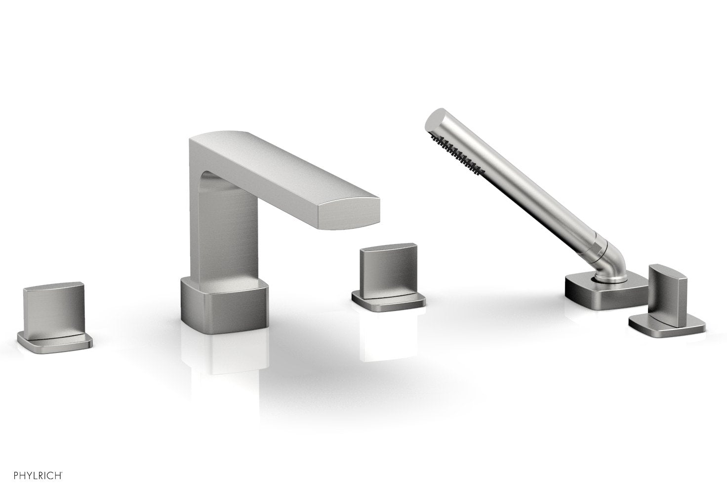 1-3/8" - Pewter - RADI Deck Tub Set with Hand Shower - Blade Handles 181-48 by Phylrich - New York Hardware