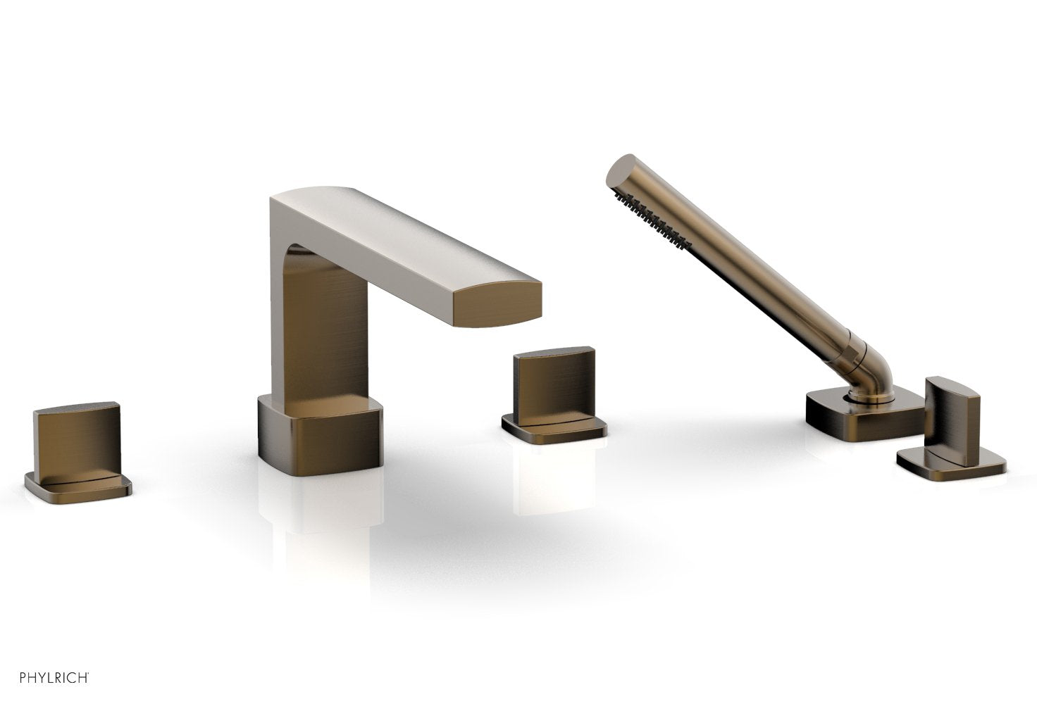 1-3/8" - Antique Bronze - RADI Deck Tub Set with Hand Shower - Blade Handles 181-48 by Phylrich - New York Hardware