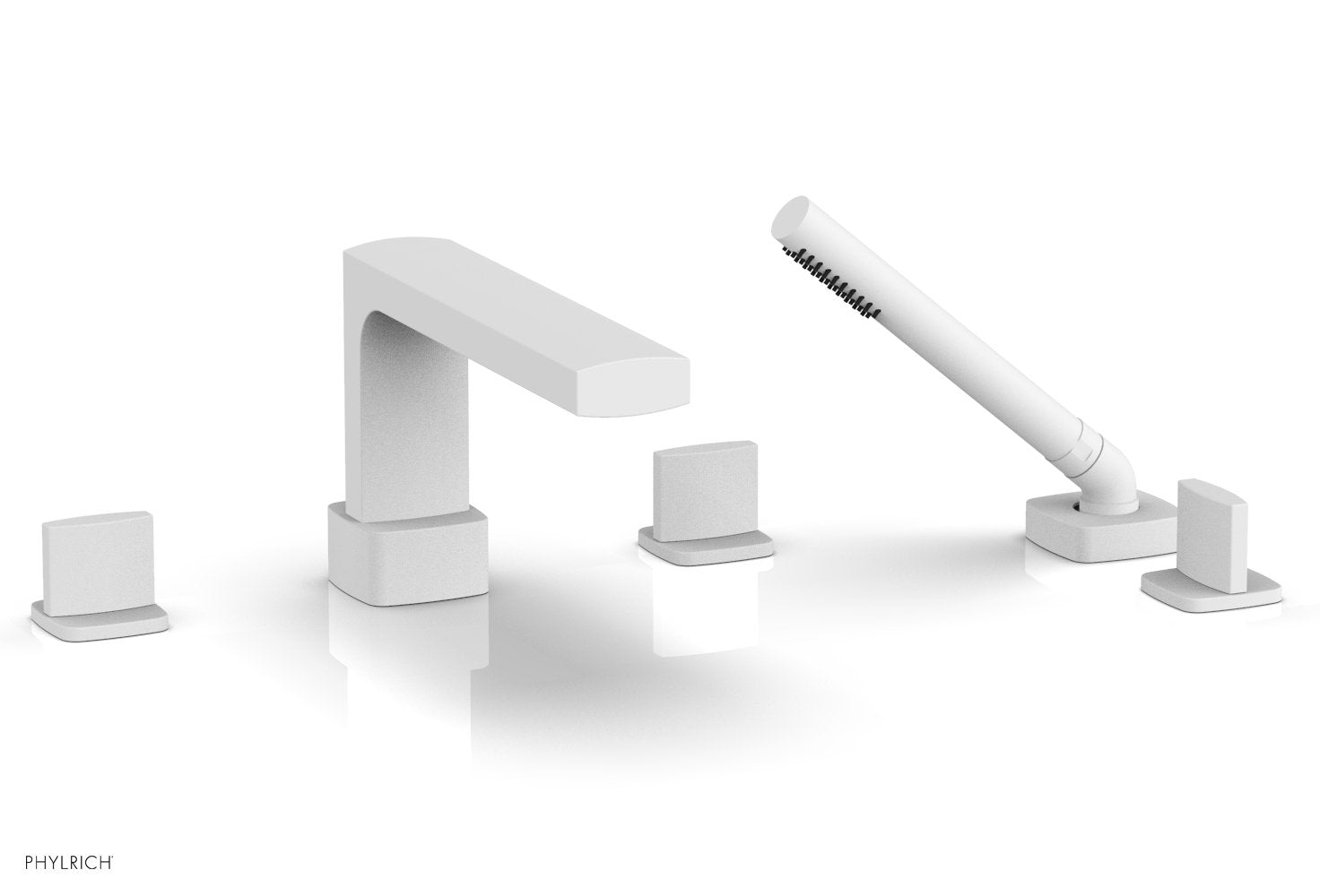 1-3/8" - Satin White - RADI Deck Tub Set with Hand Shower - Blade Handles 181-48 by Phylrich - New York Hardware