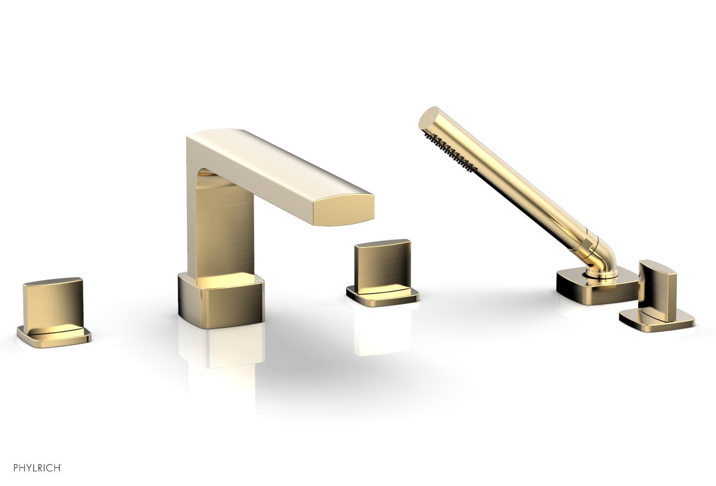 1-3/8" - Polished Nickel - RADI Deck Tub Set with Hand Shower - Blade Handles 181-48 by Phylrich - New York Hardware