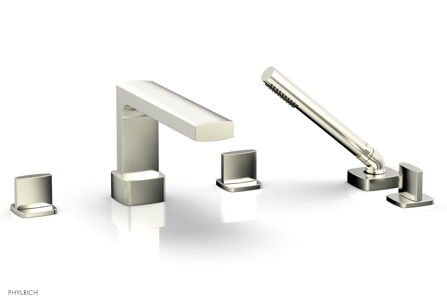 1-3/8" - Polished Brass - RADI Deck Tub Set with Hand Shower - Blade Handles 181-48 by Phylrich - New York Hardware