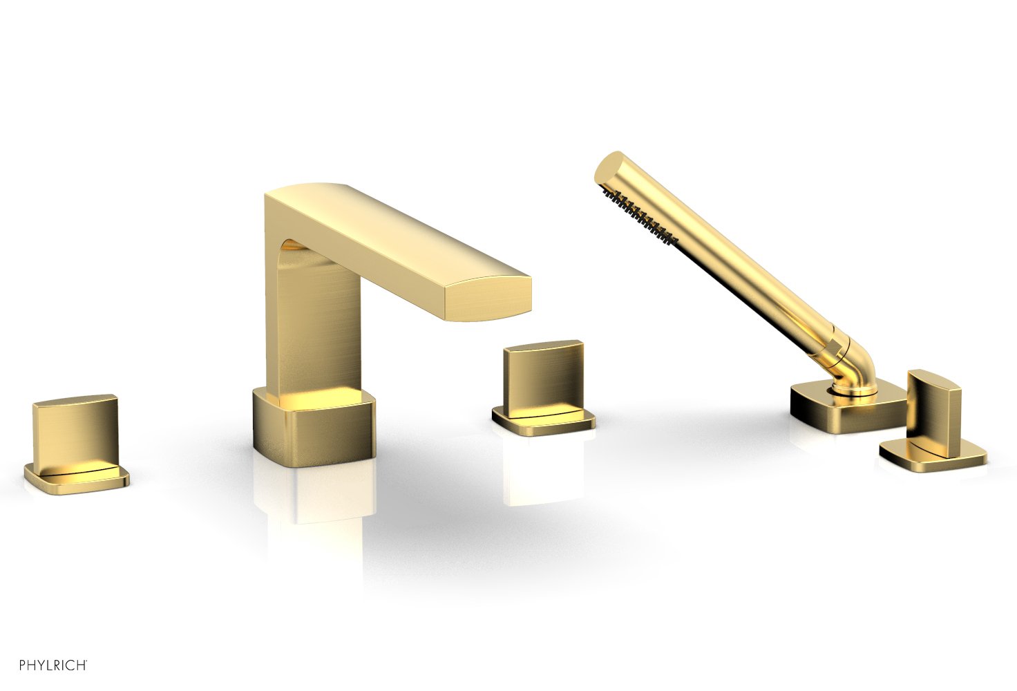 1-3/8" - Burnished Gold - RADI Deck Tub Set with Hand Shower - Blade Handles 181-48 by Phylrich - New York Hardware