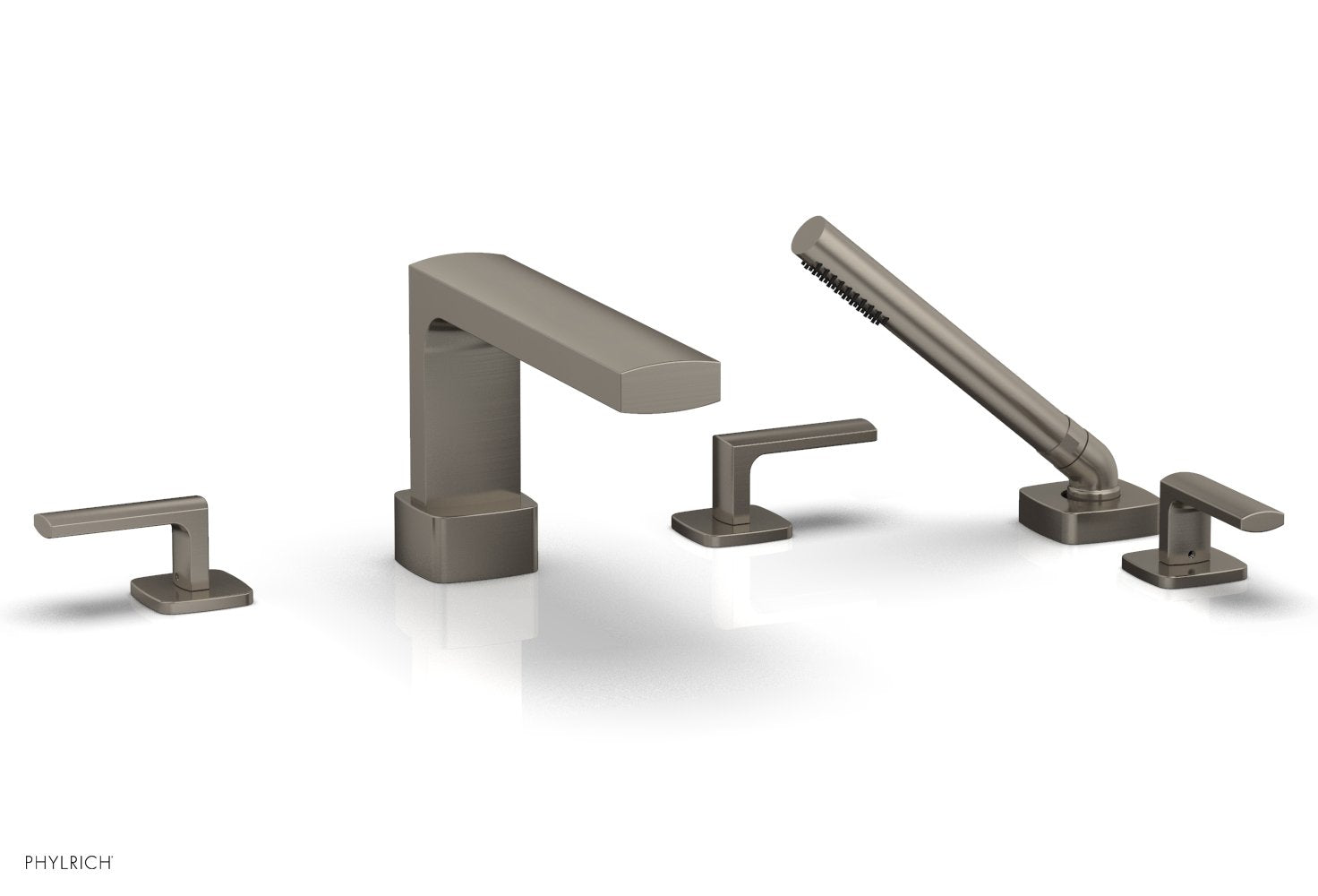 1-3/8" - Polished Brass Uncoated - RADI Deck Tub Set with Hand Shower - Lever Handles 181-49 by Phylrich - New York Hardware