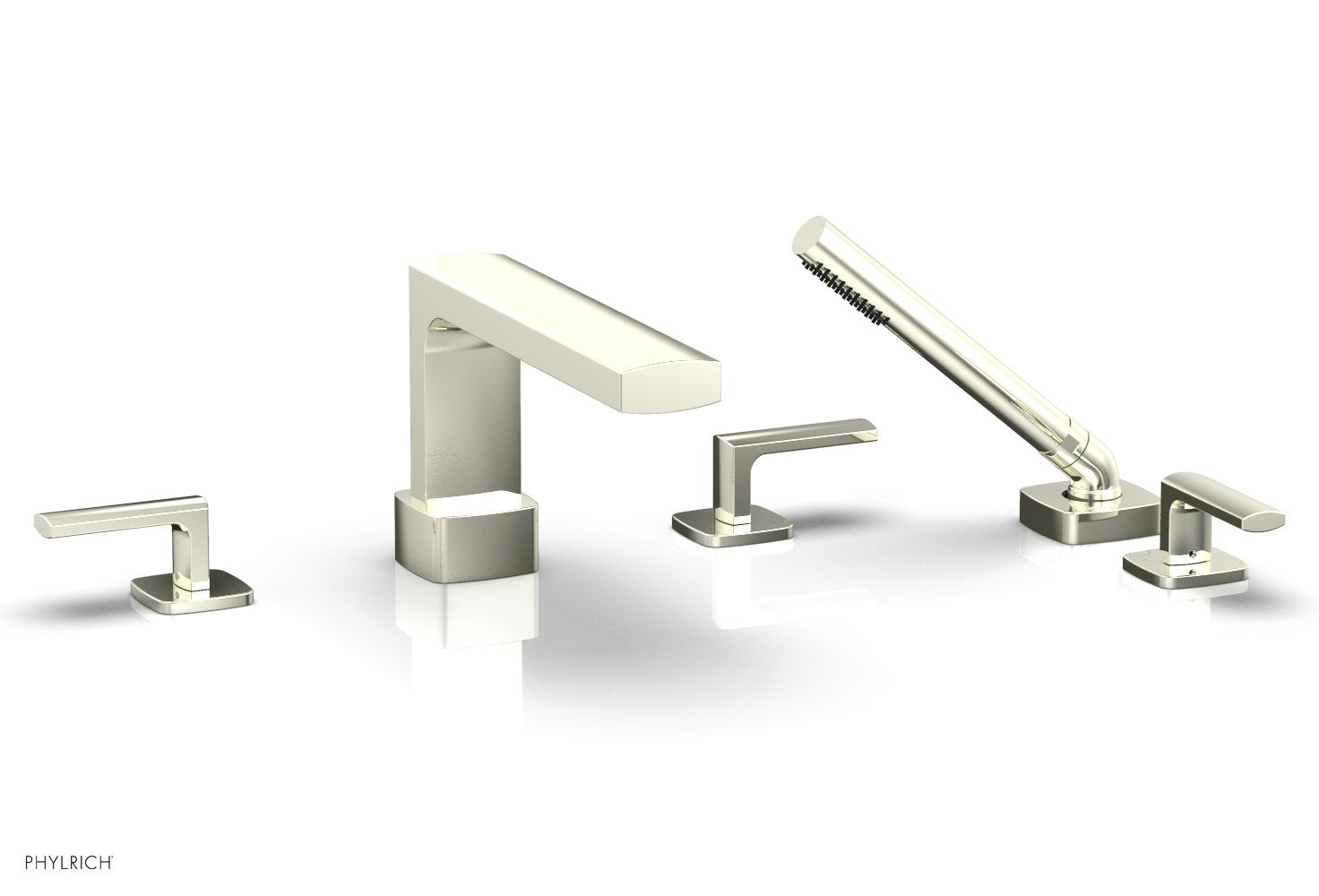 1-3/8" - Old English Brass - RADI Deck Tub Set with Hand Shower - Lever Handles 181-49 by Phylrich - New York Hardware