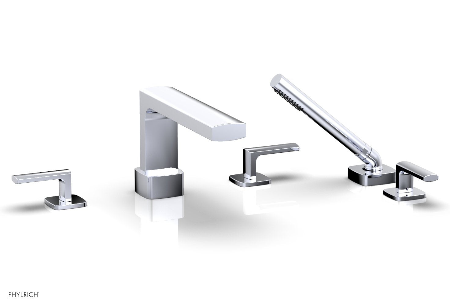 1-3/8" - Antique Brass - RADI Deck Tub Set with Hand Shower - Lever Handles 181-49 by Phylrich - New York Hardware