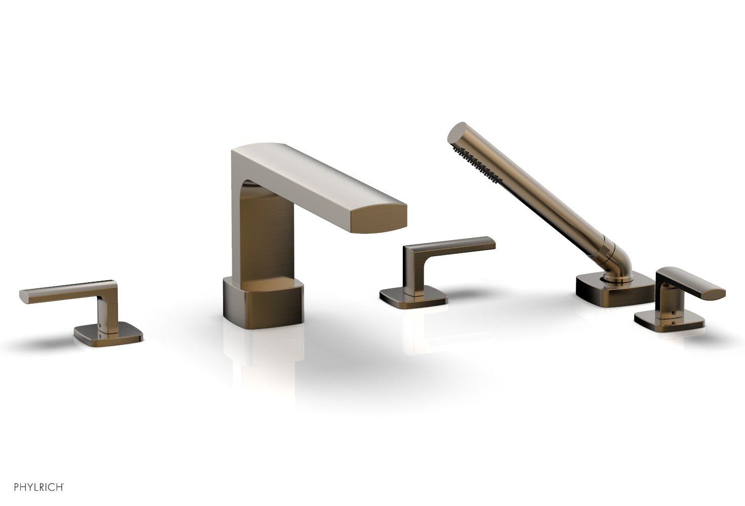 1-3/8" - Antique Bronze - RADI Deck Tub Set with Hand Shower - Lever Handles 181-49 by Phylrich - New York Hardware