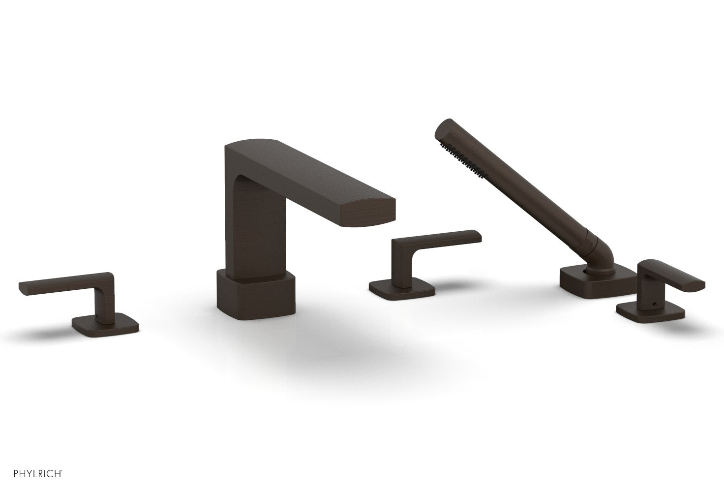 1-3/8" - Oil Rubbed Bronze - RADI Deck Tub Set with Hand Shower - Lever Handles 181-49 by Phylrich - New York Hardware