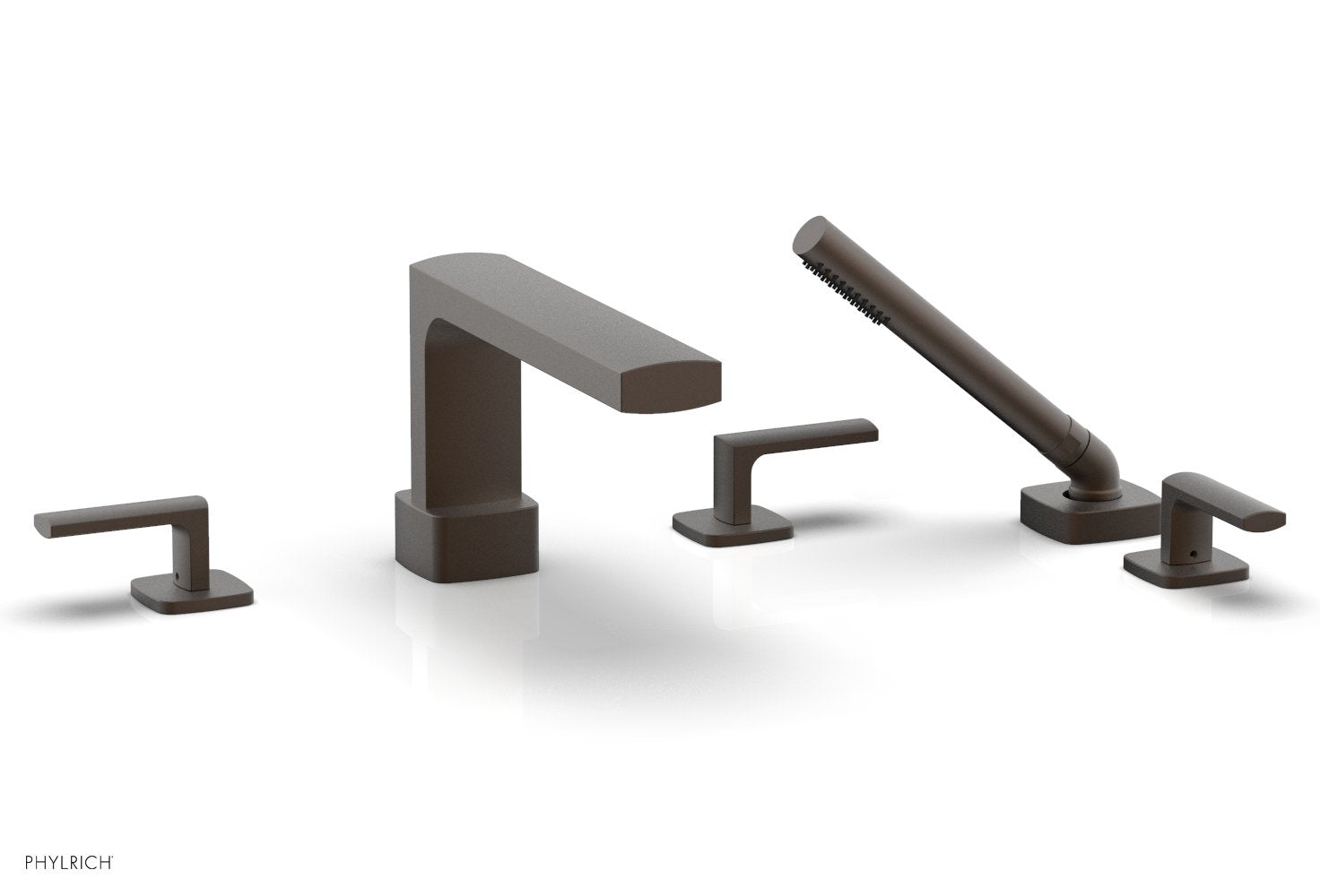 1-3/8" - Weathered Copper - RADI Deck Tub Set with Hand Shower - Lever Handles 181-49 by Phylrich - New York Hardware