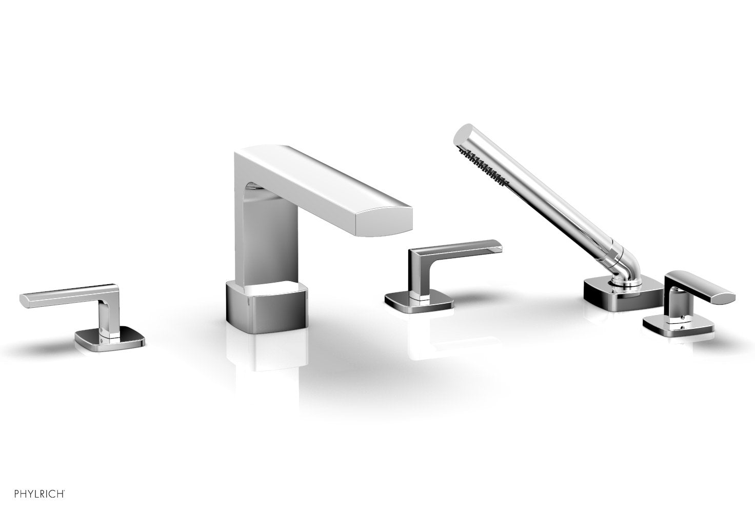 1-3/8" - Matte Black - RADI Deck Tub Set with Hand Shower - Lever Handles 181-49 by Phylrich - New York Hardware