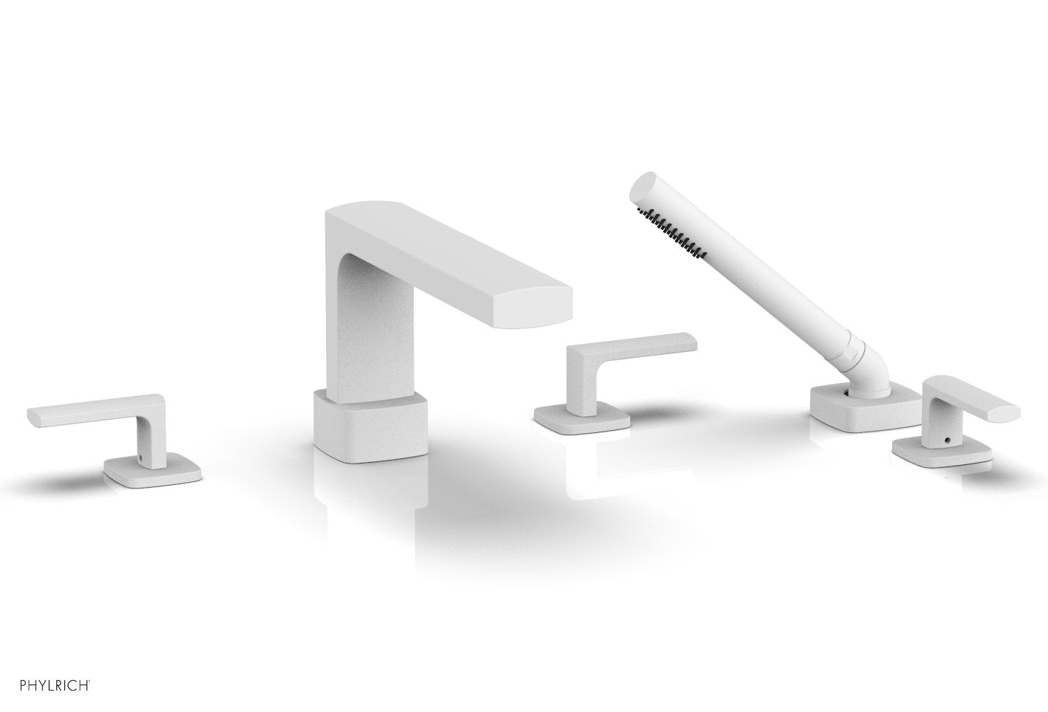 1-3/8" - Satin White - RADI Deck Tub Set with Hand Shower - Lever Handles 181-49 by Phylrich - New York Hardware