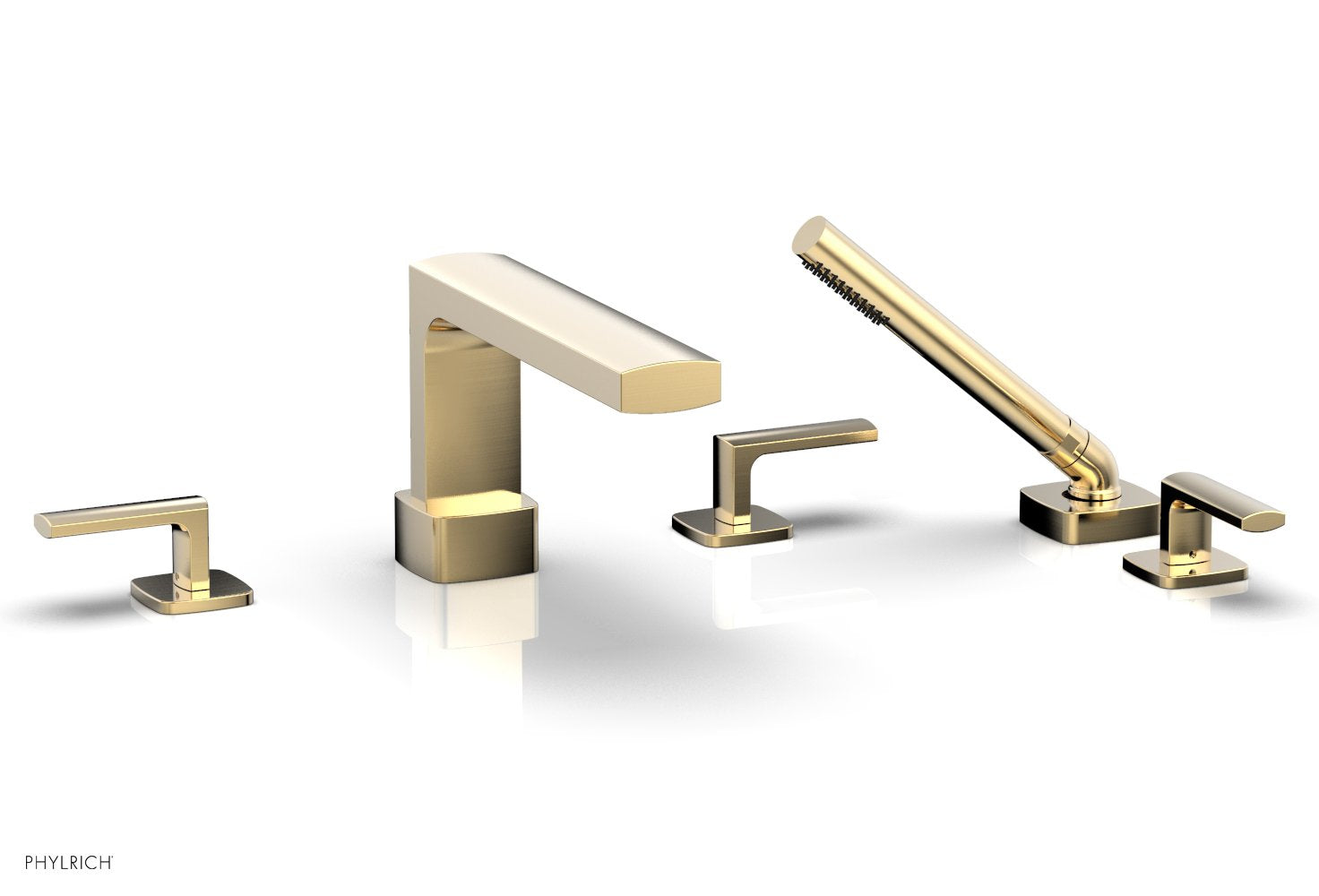 1-3/8" - Satin Nickel - RADI Deck Tub Set with Hand Shower - Lever Handles 181-49 by Phylrich - New York Hardware