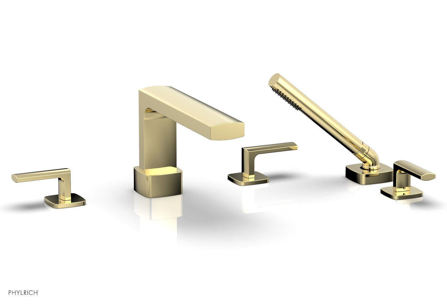 1-3/8" - Polished Gold - RADI Deck Tub Set with Hand Shower - Lever Handles 181-49 by Phylrich - New York Hardware