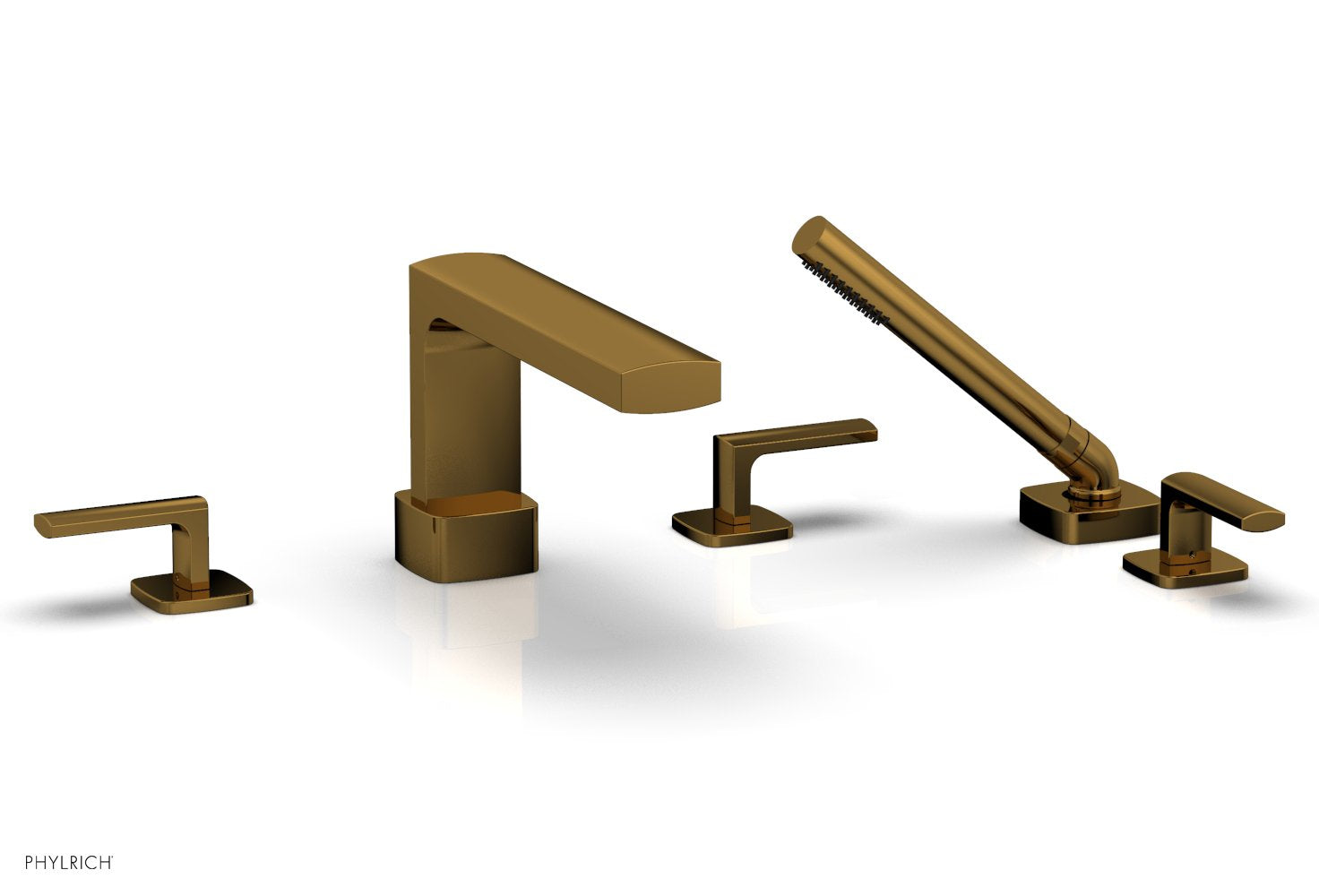 1-3/8" - Satin Gold - RADI Deck Tub Set with Hand Shower - Lever Handles 181-49 by Phylrich - New York Hardware