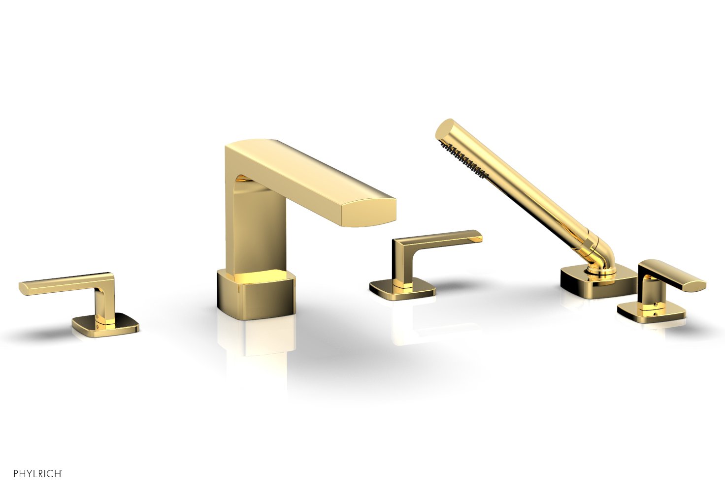 1-3/8" - Burnished Gold - RADI Deck Tub Set with Hand Shower - Lever Handles 181-49 by Phylrich - New York Hardware