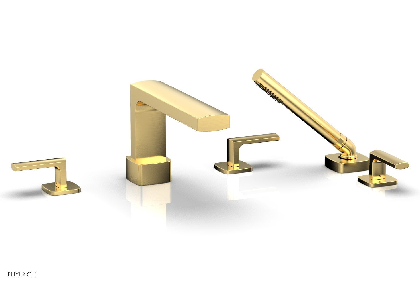 1-3/8" - Satin Chrome - RADI Deck Tub Set with Hand Shower - Lever Handles 181-49 by Phylrich - New York Hardware