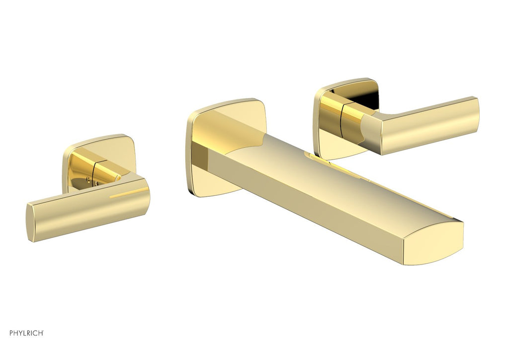 1-1/8" - Satin Brass - RADI Wall Tub Set - Lever Handles 181-57 by Phylrich - New York Hardware