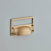 Croft Cast Drawer Pull with Card Frame 76mm / Satin Brass