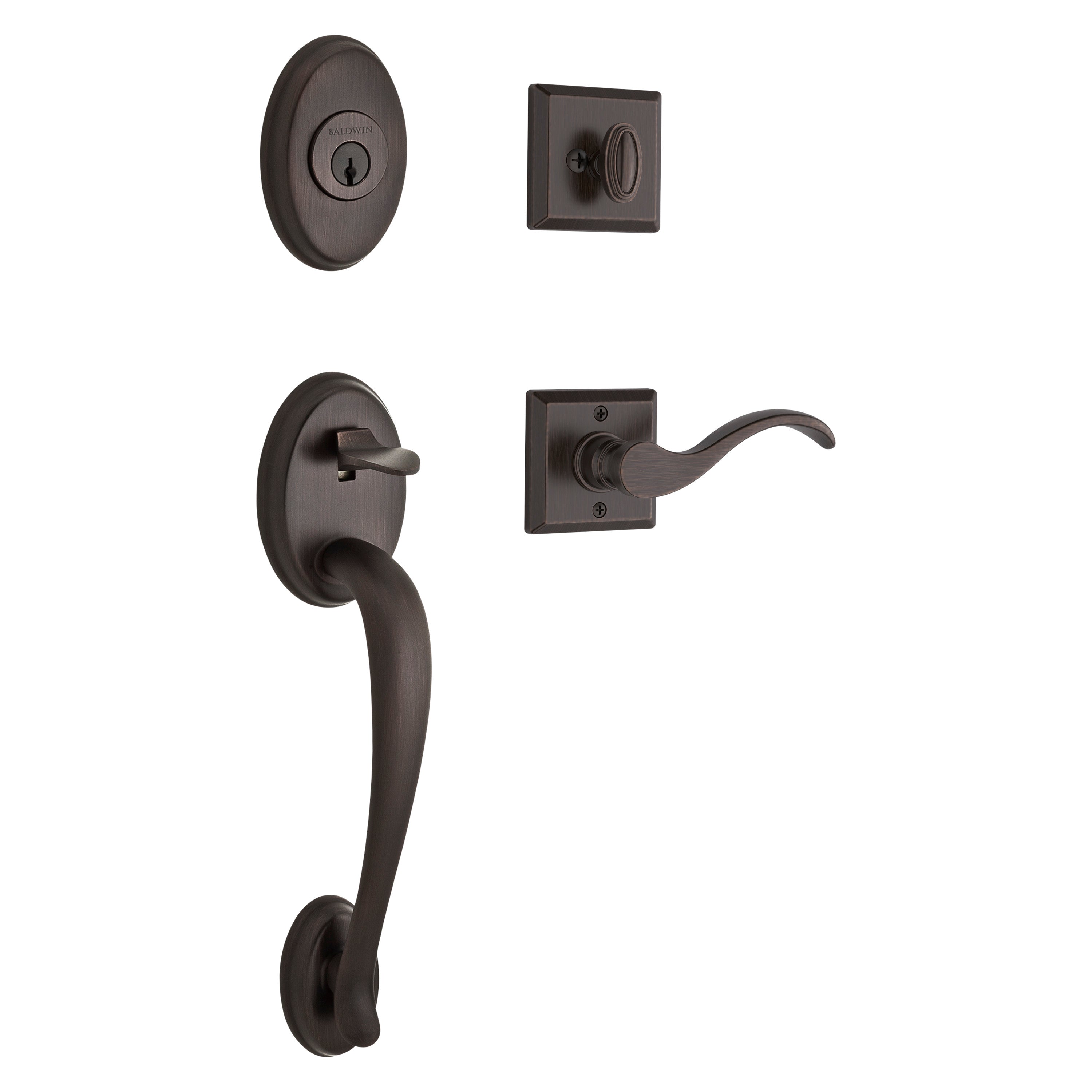 Baldwin Reserve Columbus Single Cylinder Handleset With Curve Lever