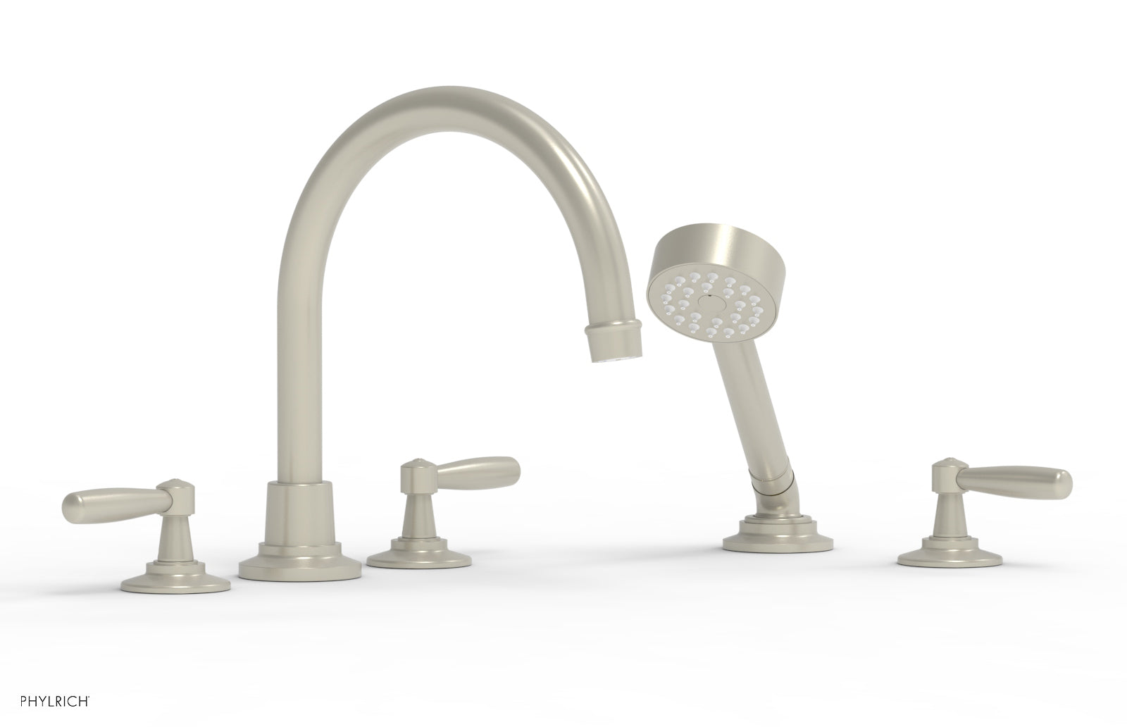 Phylrich WORKS Deck Tub Set with Hand Shower High Spout Lever Handles