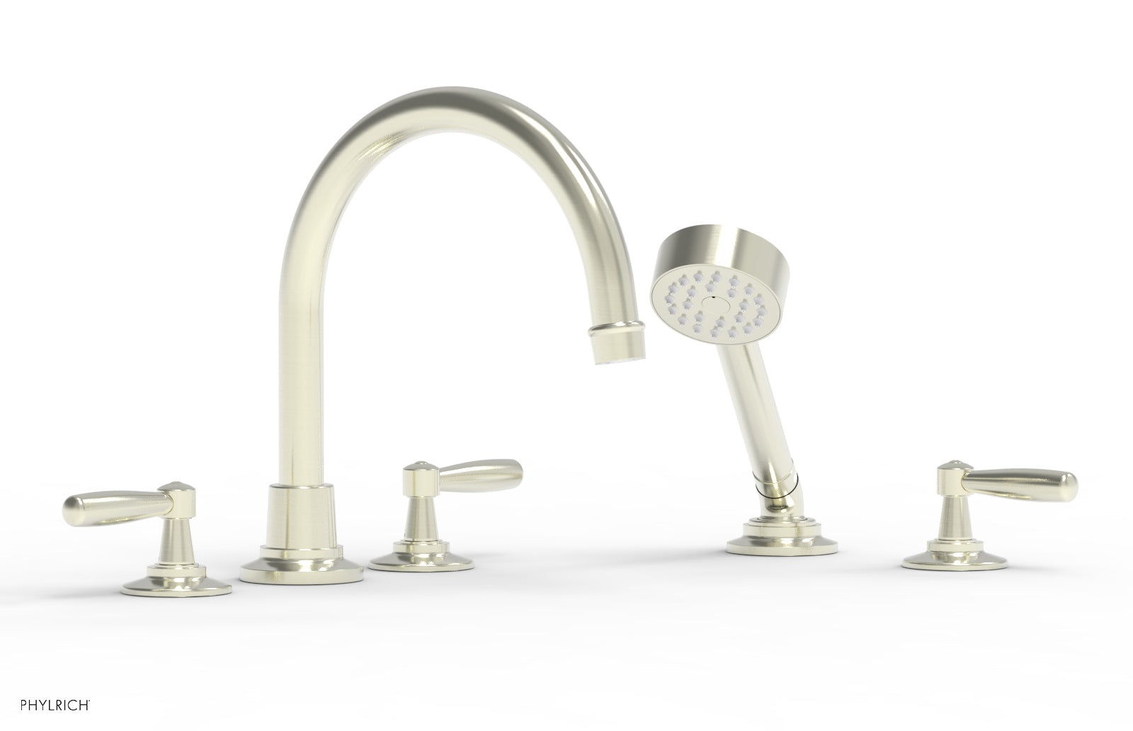 Phylrich WORKS Deck Tub Set with Hand Shower High Spout Lever Handles