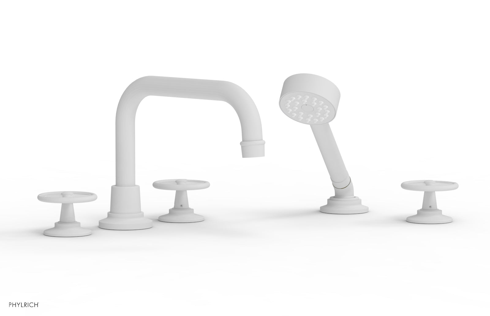 Phylrich WORKS Deck Tub Set with Hand Shower Cross Handles