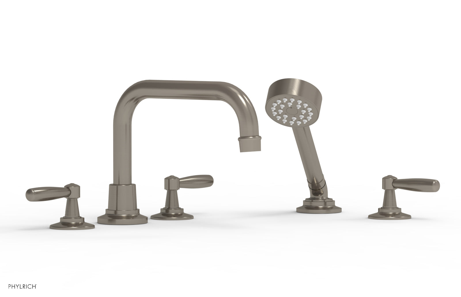 Phylrich WORKS Deck Tub Set with Hand Shower Lever Handles