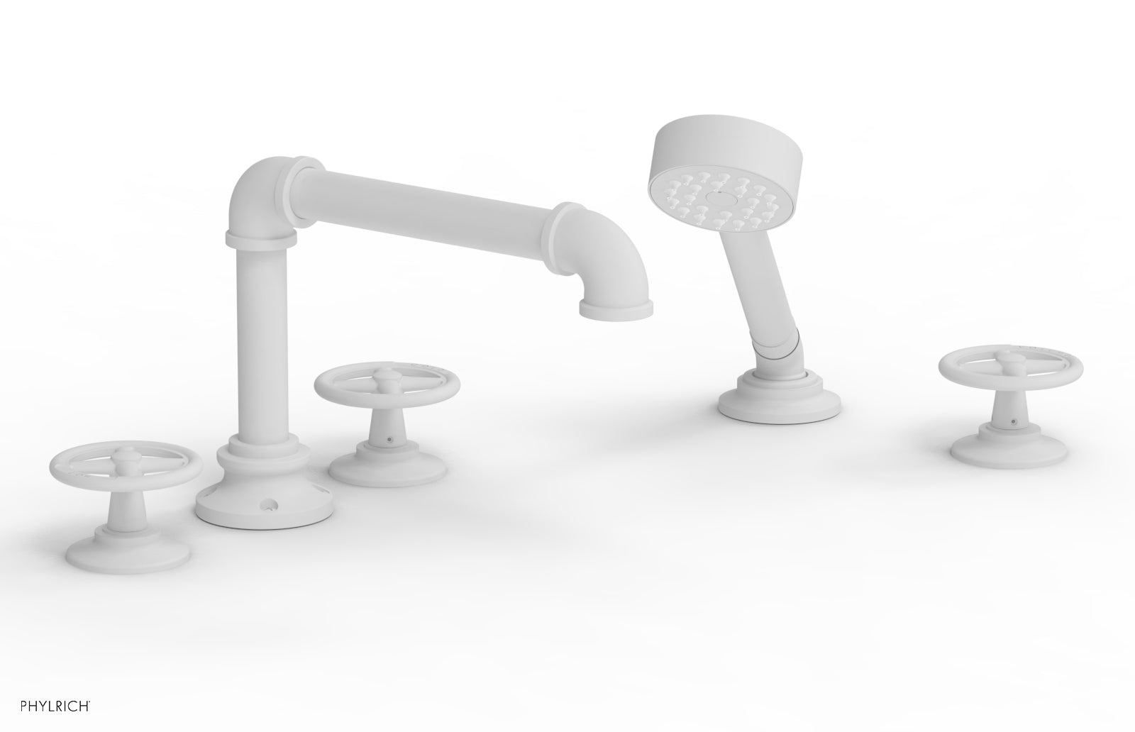 Phylrich WORKS 2 Deck Tub Set with Hand Shower Cross Handles