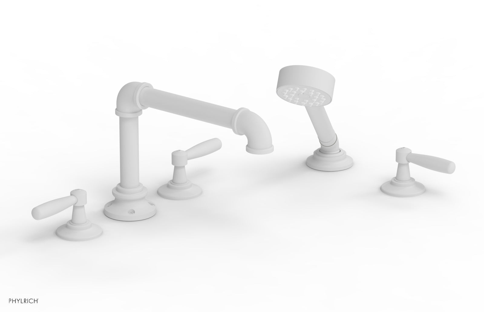 Phylrich WORKS 2 Deck Tub Set with Hand Shower Lever Handles