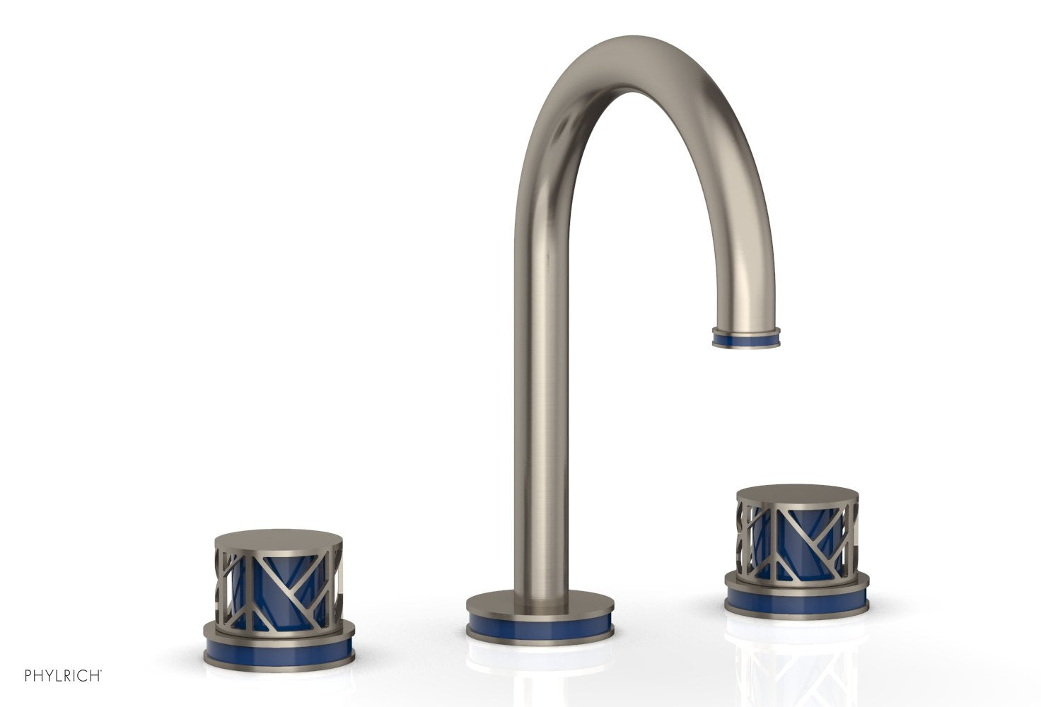 9-7/8" - Pewter - JOLIE Widespread Faucet - Round Handles with "Navy Blue" Accents 222-01 by Phylrich - New York Hardware