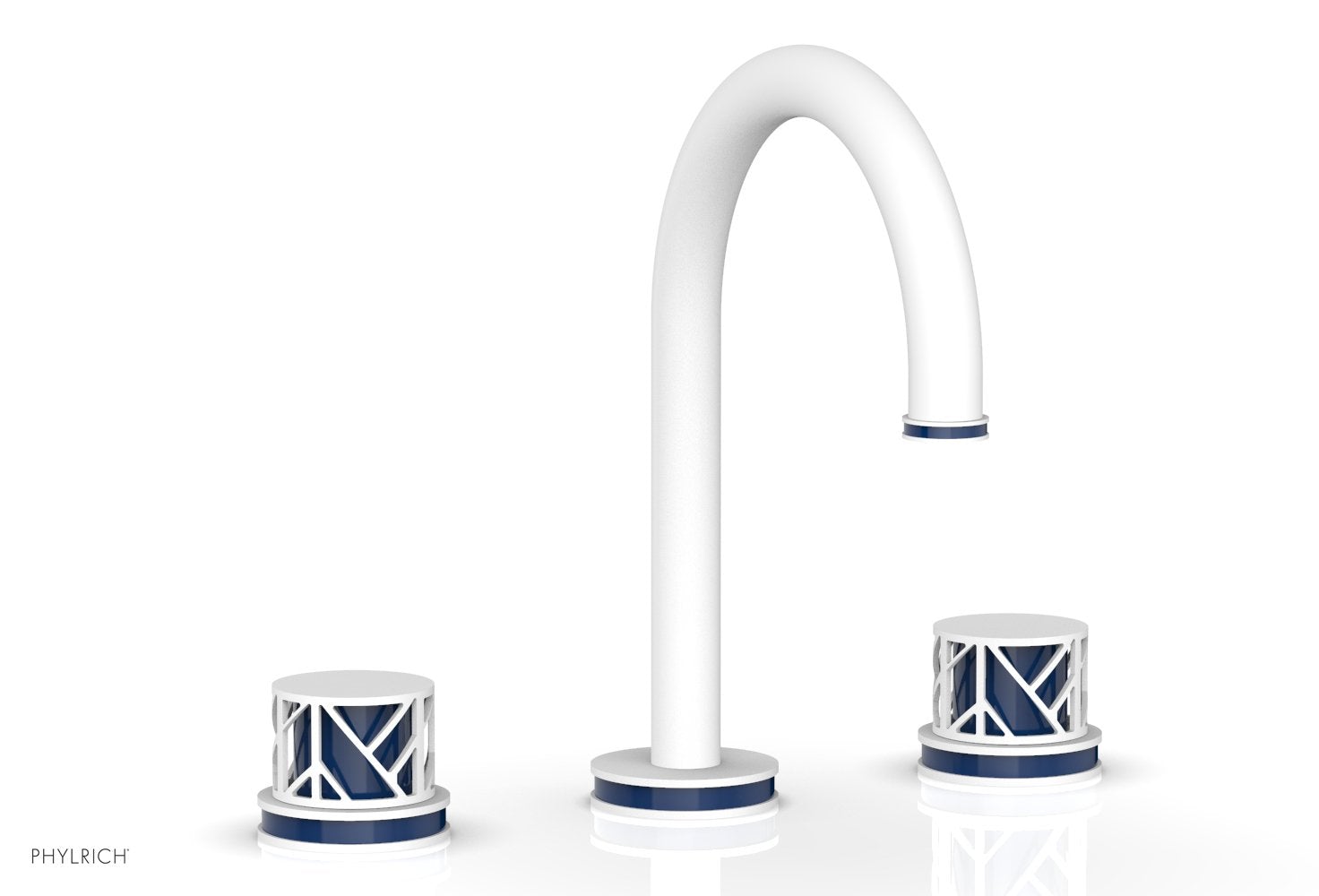 Phylrich JOLIE Widespread Faucet - Round Handles with "Navy Blue" Accents 222-01