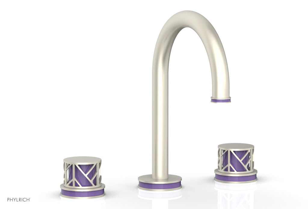 9-7/8" - Satin Brass - JOLIE Widespread Faucet - Round Handles with "Purple" Accents 222-01 by Phylrich - New York Hardware
