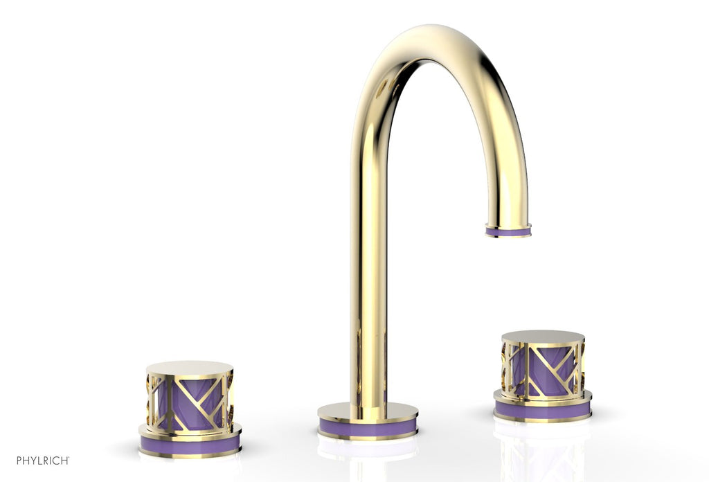 9-7/8" - Burnished Nickel - JOLIE Widespread Faucet - Round Handles with "Purple" Accents 222-01 by Phylrich - New York Hardware