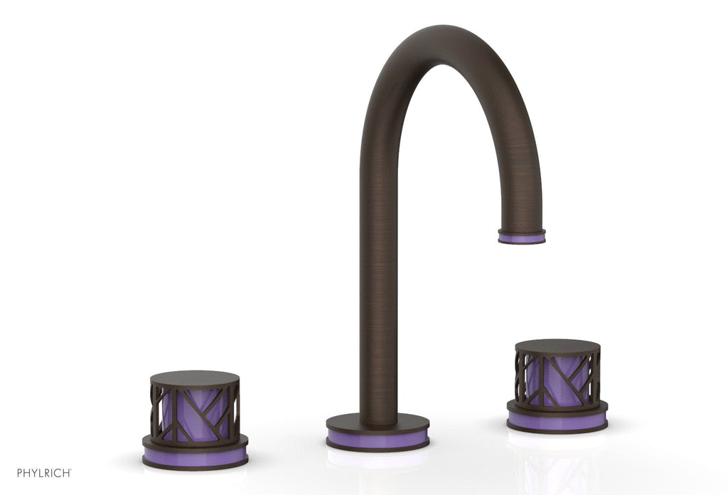 9-7/8" - Antique Brass - JOLIE Widespread Faucet - Round Handles with "Purple" Accents 222-01 by Phylrich - New York Hardware