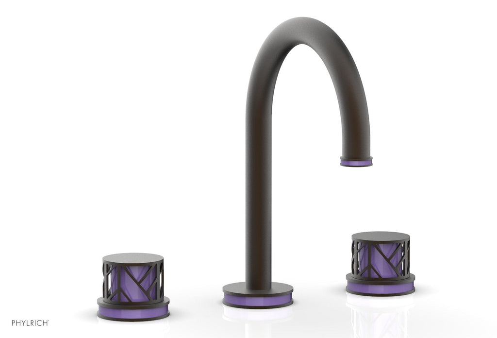 9-7/8" - Antique Bronze - JOLIE Widespread Faucet - Round Handles with "Purple" Accents 222-01 by Phylrich - New York Hardware