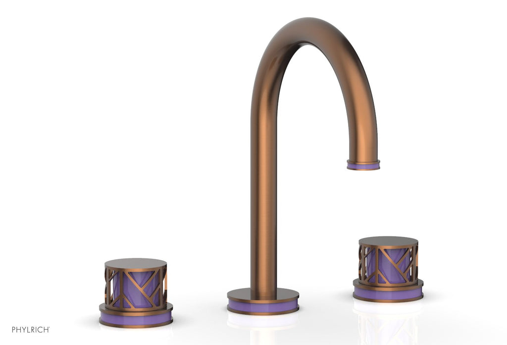 9-7/8" - Satin White - JOLIE Widespread Faucet - Round Handles with "Purple" Accents 222-01 by Phylrich - New York Hardware